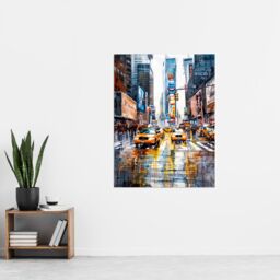 "Artery8 Times Square Taxis Billboards Watercolour Iconic Wall Art Print - Size: W24"" x H32""" - thumbnail 4