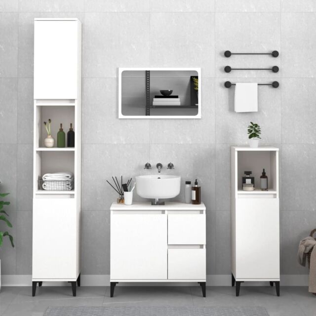 Berkfield Home Bathroom Cabinet White 30x30x190 cm Engineered Wood - Size: 30 x 30 x 190 cm - image 1