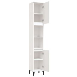 Berkfield Home Bathroom Cabinet White 30x30x190 cm Engineered Wood - Size: 30 x 30 x 190 cm - thumbnail 6