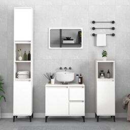 Berkfield Home Bathroom Cabinet White 30x30x190 cm Engineered Wood - Size: 30 x 30 x 190 cm