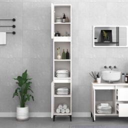 Berkfield Home Bathroom Cabinet White 30x30x190 cm Engineered Wood - Size: 30 x 30 x 190 cm - thumbnail 3