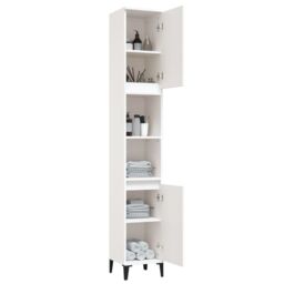 Berkfield Home Bathroom Cabinet White 30x30x190 cm Engineered Wood - Size: 30 x 30 x 190 cm - thumbnail 4