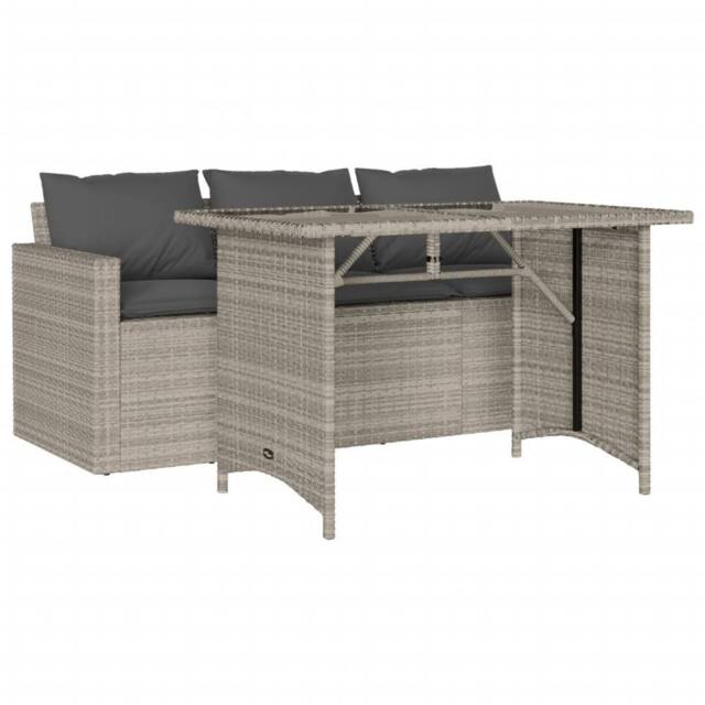 Berkfield Home 2 Piece Garden Dining Set with Cushions Light Grey Poly Rattan - image 1