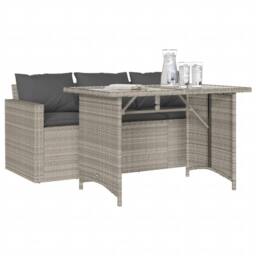 Berkfield Home 2 Piece Garden Dining Set with Cushions Light Grey Poly Rattan - thumbnail 3