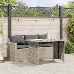 Berkfield Home 2 Piece Garden Dining Set with Cushions Light Grey Poly Rattan - thumbnail 2
