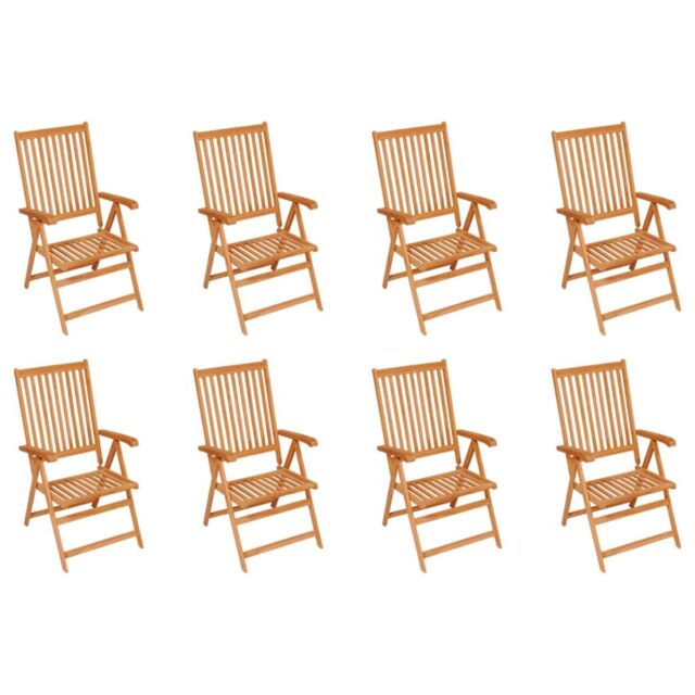 Berkfield Home Reclining Garden Chairs 8 pcs Solid Teak Wood in Brown - image 1