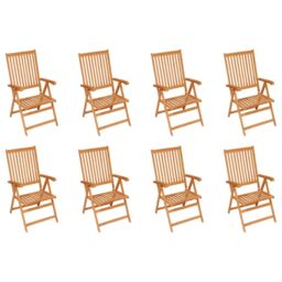 Berkfield Home Reclining Garden Chairs 8 pcs Solid Teak Wood in Brown