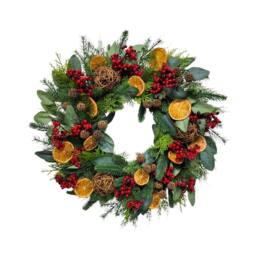 Shatchi 24-Inch Orange & Berry Christmas Wreath - Christmas Decoration in Green - thumbnail 9