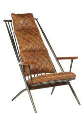 Orsina Modern Genuine Grey Leather Chair, Decorative Armchair, Occasional Chair, Quilted Upholstered Accent Seat in Light Brown - thumbnail 2