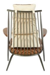 Orsina Modern Genuine Grey Leather Chair, Decorative Armchair, Occasional Chair, Quilted Upholstered Accent Seat in Light Brown - thumbnail 4