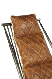 Orsina Modern Genuine Grey Leather Chair, Decorative Armchair, Occasional Chair, Quilted Upholstered Accent Seat in Light Brown - thumbnail 5