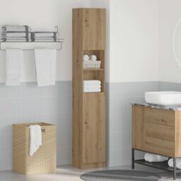 Berkfield Home Bathroom Cabinet Artisan Oak 32x25.5x190 cm Engineered Wood in Brown - thumbnail 3