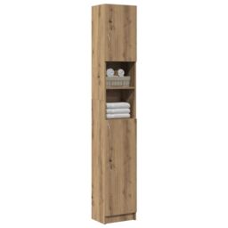 Berkfield Home Bathroom Cabinet Artisan Oak 32x25.5x190 cm Engineered Wood in Brown - thumbnail 1