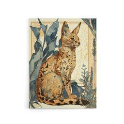 "Artery8 Serval Cat With Savanna Plants Canvas Wall Art Print - Size: W18"" x H24""" - thumbnail 1
