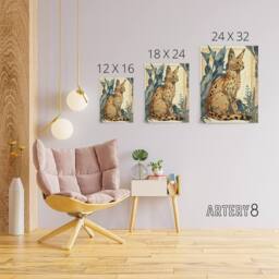 "Artery8 Serval Cat With Savanna Plants Canvas Wall Art Print - Size: W18"" x H24""" - thumbnail 4