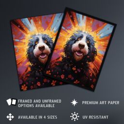 "Artery8 Wall Art Print Cocker Poo Dog Lover Gift Pet Portrait Orange Purple Blue Artwork Painting Poster - Size: W18"" x H24""" - thumbnail 2