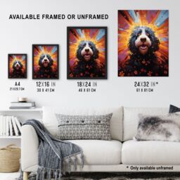 "Artery8 Wall Art Print Cocker Poo Dog Lover Gift Pet Portrait Orange Purple Blue Artwork Painting Poster - Size: W18"" x H24""" - thumbnail 3