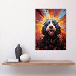 "Artery8 Wall Art Print Cocker Poo Dog Lover Gift Pet Portrait Orange Purple Blue Artwork Painting Poster - Size: W18"" x H24""" - thumbnail 4