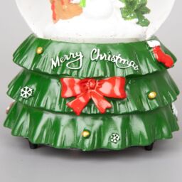 Shatchi Musical Christmas Snowglobe Large Water Ball Features Christmas Santa Tree Scene Cute Resin Base Decorations in Red - thumbnail 5