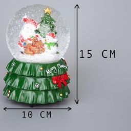 Shatchi Musical Christmas Snowglobe Large Water Ball Features Christmas Santa Tree Scene Cute Resin Base Decorations in Red - thumbnail 2