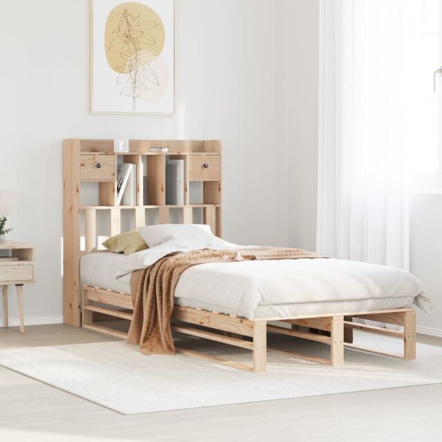 Berkfield Home Bookcase Bed without Mattress 90x190 cm Single Solid Wood Pine in Brown - image 1