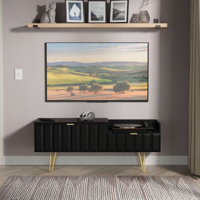 Ready Assembled 2 U Metro 2 Drawer Coffee TV Unit (Ready Assembled) in True Black - image 1