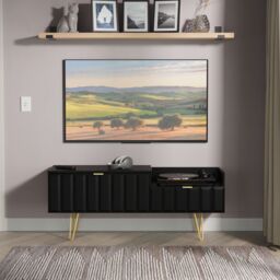 Ready Assembled 2 U Metro 2 Drawer Coffee TV Unit (Ready Assembled) in True Black - thumbnail 1