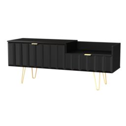 Ready Assembled 2 U Metro 2 Drawer Coffee TV Unit (Ready Assembled) in True Black - thumbnail 4