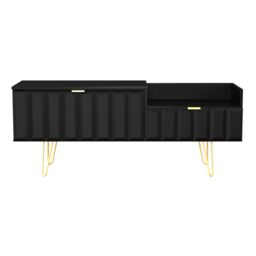 Ready Assembled 2 U Metro 2 Drawer Coffee TV Unit (Ready Assembled) in True Black - thumbnail 2