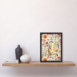 "Artery8 Meerkat in Wild Flower Meadow Watercolour Spring Framed Wall Art - Size: W12"" x H16""" - thumbnail 4