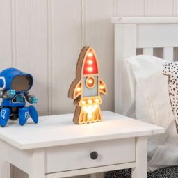 ValueLights Kids Battery Powered Wooden Rocket Wall or Table Lamp - thumbnail 4