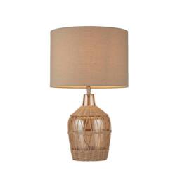 Lighting Collection Boho‑Style Rattan Table Lamp in Warm Natural Finish - thumbnail 2