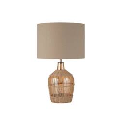 Lighting Collection Boho‑Style Rattan Table Lamp in Warm Natural Finish - thumbnail 3