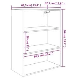 Berkfield Home Hanging Wall Cabinet White 69.5x32.5x90 cm - thumbnail 8