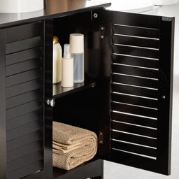VonHaus Shrewsbury 2 Door Under Sink Bathroom Cabinet in Black - thumbnail 6