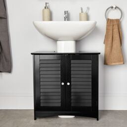 VonHaus Shrewsbury 2 Door Under Sink Bathroom Cabinet in Black