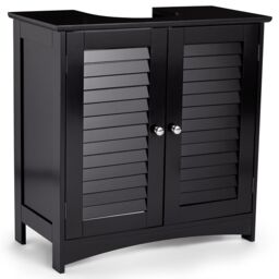 VonHaus Shrewsbury 2 Door Under Sink Bathroom Cabinet in Black - thumbnail 2