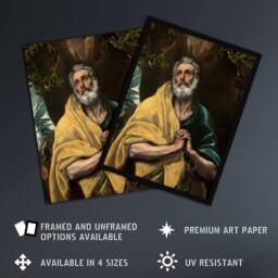 "Artery8 Apostle Guilt Saint Peter in Tears El Greco Wall Art Poster Print - Size: W24"" x H32""" - thumbnail 2