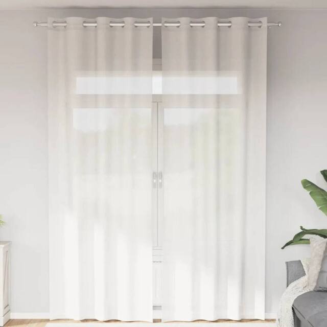 EONLION Voile Curtains Grommets 2pcs in White - Size: 100 cm - image 1