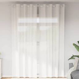 EONLION Voile Curtains Grommets 2pcs in White - Size: 100 cm - thumbnail 1