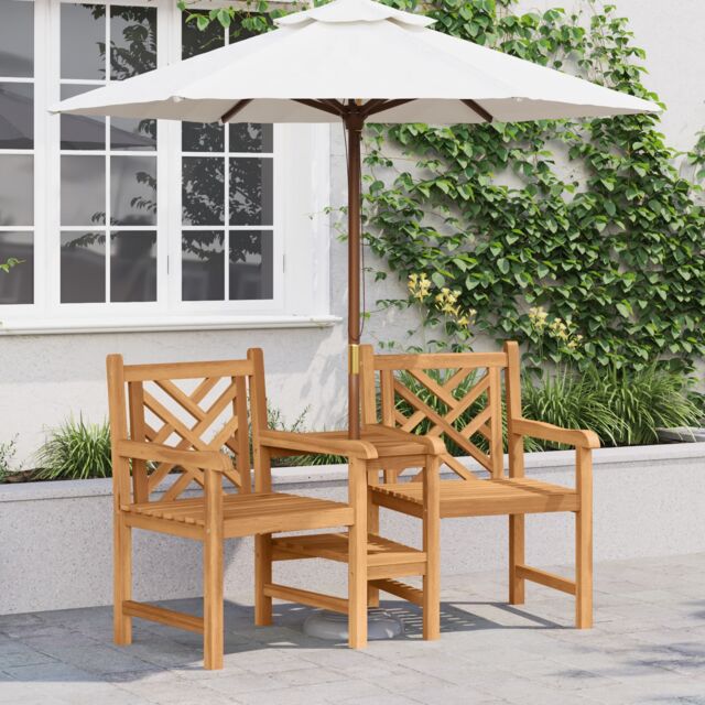 Berkfield Home Outdoor Chairs with Shelf Lattice with Storage Brown Solid teak wood - image 1