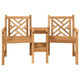 Berkfield Home Outdoor Chairs with Shelf Lattice with Storage Brown Solid teak wood - thumbnail 5