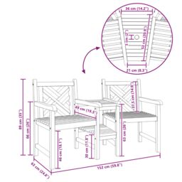 Berkfield Home Outdoor Chairs with Shelf Lattice with Storage Brown Solid teak wood - thumbnail 8