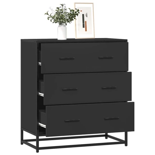 Berkfield Home Sideboard Black 68x35x76 cm Engineered Wood & Metal - Size: 68 x 35 x 76 cm - image 1