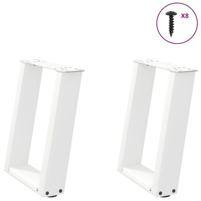 Berkfield Home Coffee Table Legs U-Shaped 2 pcs White 28x(42-43) cm Steel - image 1