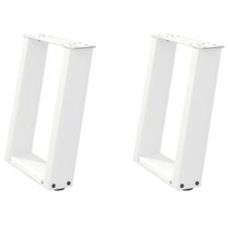 Berkfield Home Coffee Table Legs U-Shaped 2 pcs White 28x(42-43) cm Steel - thumbnail 2