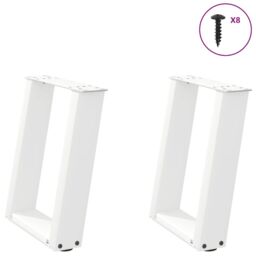 Berkfield Home Coffee Table Legs U-Shaped 2 pcs White 28x(42-43) cm Steel - thumbnail 1