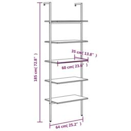 Berkfield Home Practical 5-Tier Leaning Shelf Black 64x35x185 cm - Size: 64 x 35 x 185 cm - thumbnail 8