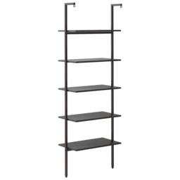 Berkfield Home Practical 5-Tier Leaning Shelf Black 64x35x185 cm - Size: 64 x 35 x 185 cm - thumbnail 5