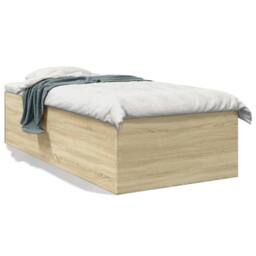 Berkfield Home Bed Frame without Mattress Sonoma Oak 90x190 cm Single in Light Oak - thumbnail 1